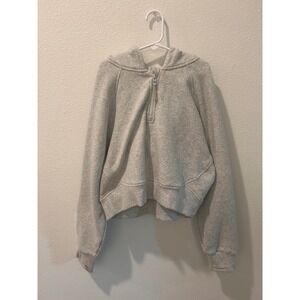 Athleta Girl Gray Cropped Half Zip Hoodie Sweatshirt Kids Size L 12